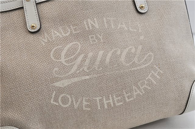 Authentic GUCCI Craft Shoulder Tote Bag Canvas Leather 269878 Beige White 6758C
