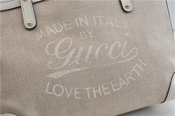 Authentic GUCCI Craft Shoulder Tote Bag Canvas Leather 269878 Beige White 6758C