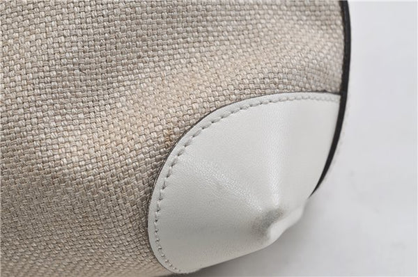 Authentic GUCCI Craft Shoulder Tote Bag Canvas Leather 269878 Beige White 6758C