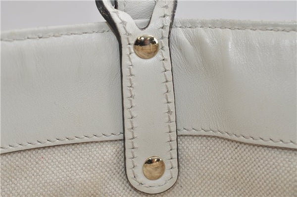 Authentic GUCCI Craft Shoulder Tote Bag Canvas Leather 269878 Beige White 6758C