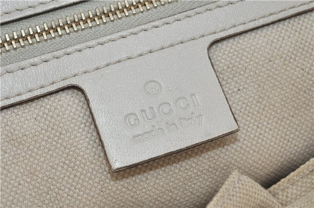 Authentic GUCCI Craft Shoulder Tote Bag Canvas Leather 269878 Beige White 6758C