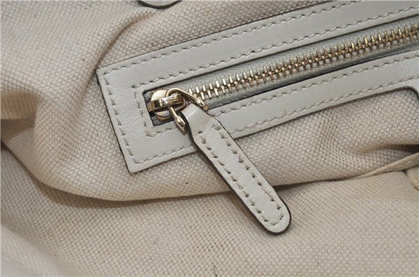 Authentic GUCCI Craft Shoulder Tote Bag Canvas Leather 269878 Beige White 6758C