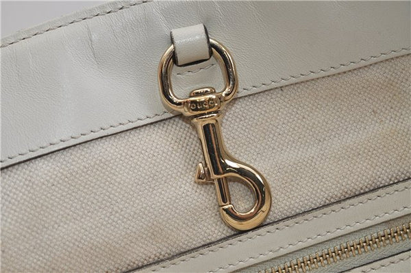 Authentic GUCCI Craft Shoulder Tote Bag Canvas Leather 269878 Beige White 6758C