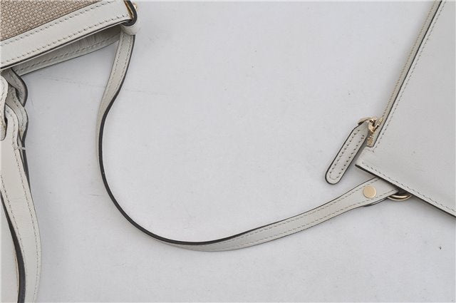 Authentic GUCCI Craft Shoulder Tote Bag Canvas Leather 269878 Beige White 6758C