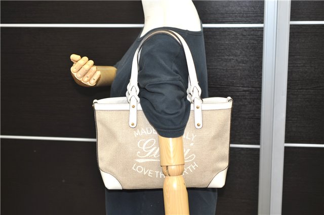 Authentic GUCCI Craft Shoulder Tote Bag Canvas Leather 269878 Beige White 6758C