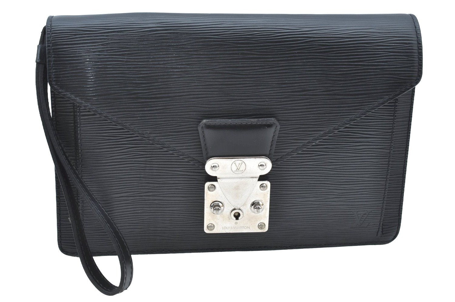 Auth Louis Vuitton Epi Pochette Sellier Dragonne Clutch Bag M52612 Black 6765E