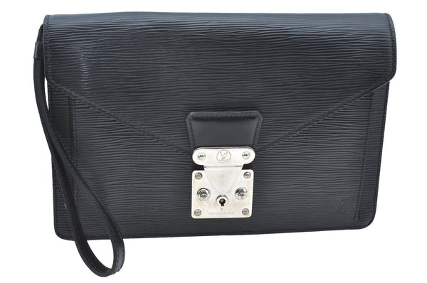 Auth Louis Vuitton Epi Pochette Sellier Dragonne Clutch Bag M52612 Black 6765E