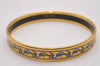 Authentic HERMES Email PM Bangle Anchor Motif Gold Blue 6770I