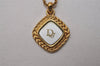 Authentic Christian Dior Gold Tone Chain Pendant Necklace CD 6771I