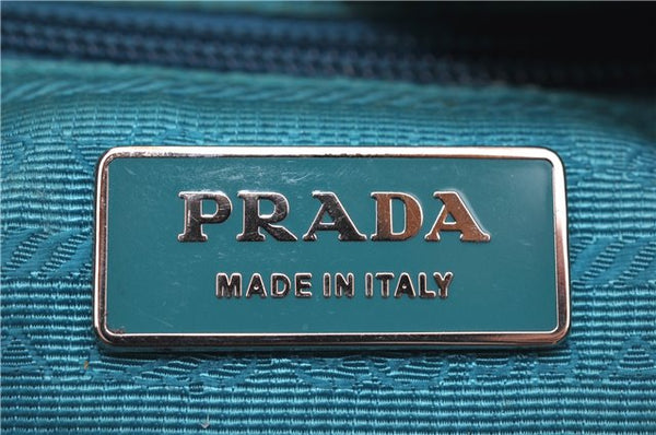 Authentic PRADA Nylon 2Way Shoulder Hand Bag Purse Leather Blue Green 6772C