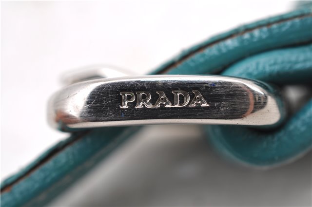 Authentic PRADA Nylon 2Way Shoulder Hand Bag Purse Leather Blue Green 6772C