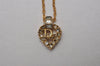 Authentic Christian Dior Gold Tone Rhinestone Chain Pendant Necklace CD 6772I