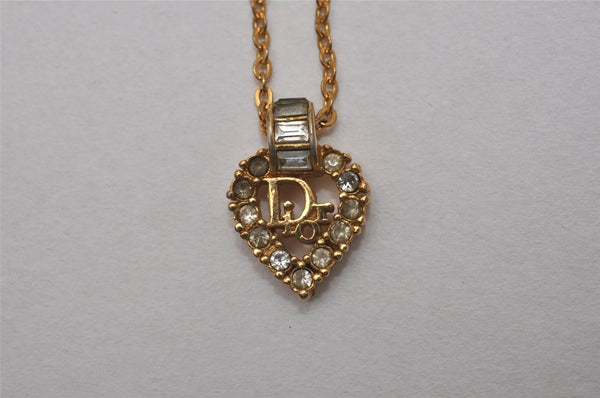 Authentic Christian Dior Gold Tone Rhinestone Chain Pendant Necklace CD 6772I