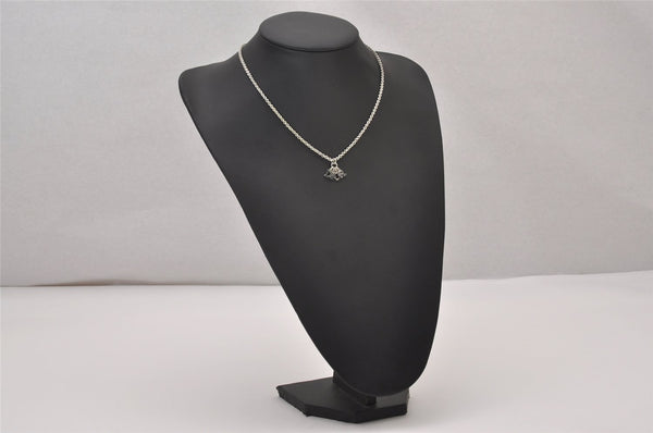 Authentic Christian Dior Silver Tone Chain Pendant Necklace CD 6773I