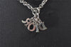 Authentic Christian Dior Silver Tone Chain Pendant Necklace CD 6773I