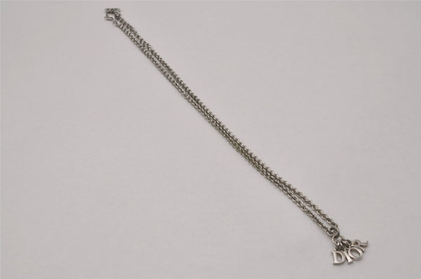 Authentic Christian Dior Silver Tone Chain Pendant Necklace CD 6773I