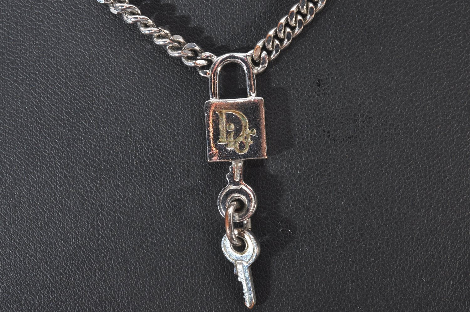 Authentic Christian Dior Silver Tone Chain Pendant Necklace CD 6774I