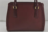 Authentic BURBERRY Vintage Leather Shoulder Tote Hand Bag Bordeaux Red 6775D