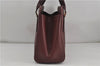 Authentic BURBERRY Vintage Leather Shoulder Tote Hand Bag Bordeaux Red 6775D