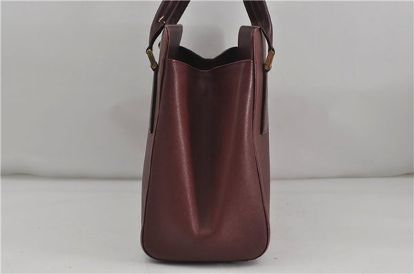 Authentic BURBERRY Vintage Leather Shoulder Tote Hand Bag Bordeaux Red 6775D