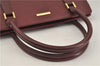 Authentic BURBERRY Vintage Leather Shoulder Tote Hand Bag Bordeaux Red 6775D