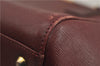 Authentic BURBERRY Vintage Leather Shoulder Tote Hand Bag Bordeaux Red 6775D