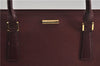 Authentic BURBERRY Vintage Leather Shoulder Tote Hand Bag Bordeaux Red 6775D