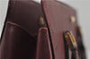 Authentic BURBERRY Vintage Leather Shoulder Tote Hand Bag Bordeaux Red 6775D