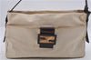 Authentic FENDI Vintage Shoulder Hand Bag Purse Canvas Leather Ivory Brown 6776D