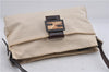 Authentic FENDI Vintage Shoulder Hand Bag Purse Canvas Leather Ivory Brown 6776D