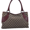Authentic GUCCI Shoulder Tote Bag GG Canvas Leather 113015 Brown Bordeaux 6784D