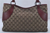 Authentic GUCCI Shoulder Tote Bag GG Canvas Leather 113015 Brown Bordeaux 6784D