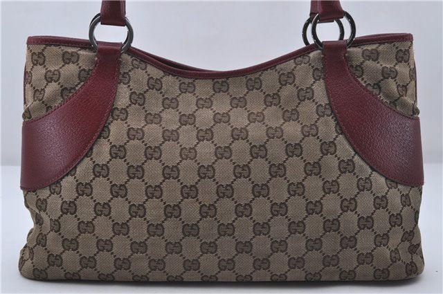 Authentic GUCCI Shoulder Tote Bag GG Canvas Leather 113015 Brown Bordeaux 6784D