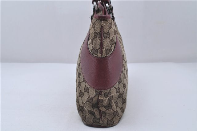 Authentic GUCCI Shoulder Tote Bag GG Canvas Leather 113015 Brown Bordeaux 6784D