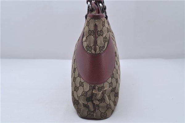 Authentic GUCCI Shoulder Tote Bag GG Canvas Leather 113015 Brown Bordeaux 6784D