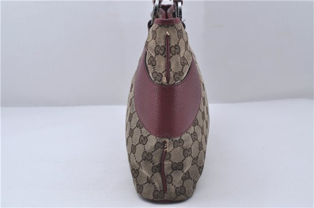 Authentic GUCCI Shoulder Tote Bag GG Canvas Leather 113015 Brown Bordeaux 6784D