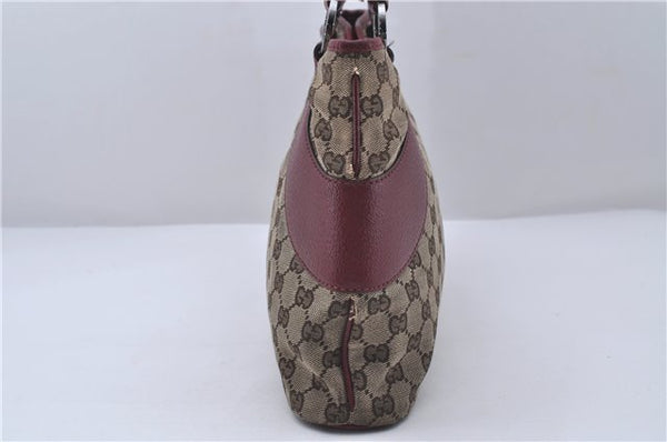 Authentic GUCCI Shoulder Tote Bag GG Canvas Leather 113015 Brown Bordeaux 6784D