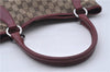 Authentic GUCCI Shoulder Tote Bag GG Canvas Leather 113015 Brown Bordeaux 6784D
