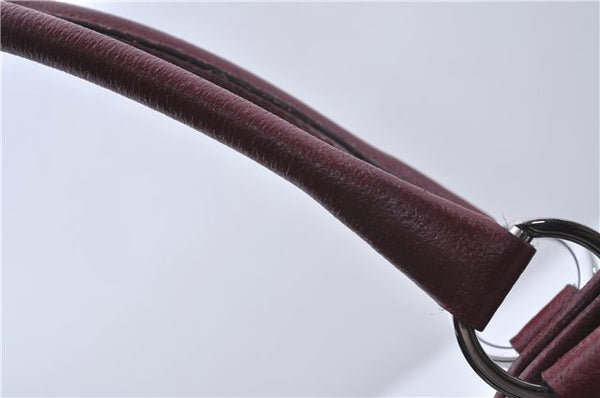 Authentic GUCCI Shoulder Tote Bag GG Canvas Leather 113015 Brown Bordeaux 6784D