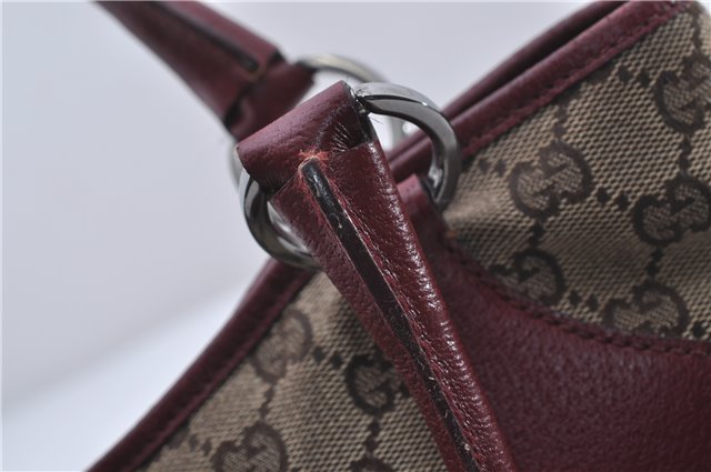 Authentic GUCCI Shoulder Tote Bag GG Canvas Leather 113015 Brown Bordeaux 6784D