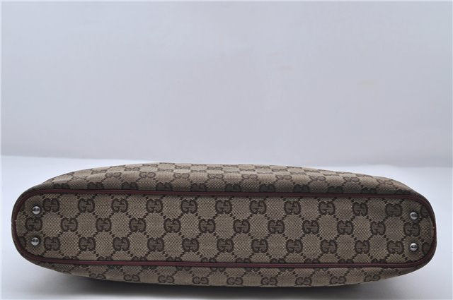 Authentic GUCCI Shoulder Tote Bag GG Canvas Leather 113015 Brown Bordeaux 6784D