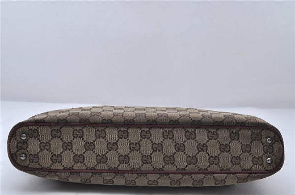 Authentic GUCCI Shoulder Tote Bag GG Canvas Leather 113015 Brown Bordeaux 6784D