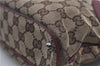 Authentic GUCCI Shoulder Tote Bag GG Canvas Leather 113015 Brown Bordeaux 6784D