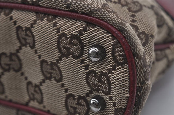 Authentic GUCCI Shoulder Tote Bag GG Canvas Leather 113015 Brown Bordeaux 6784D