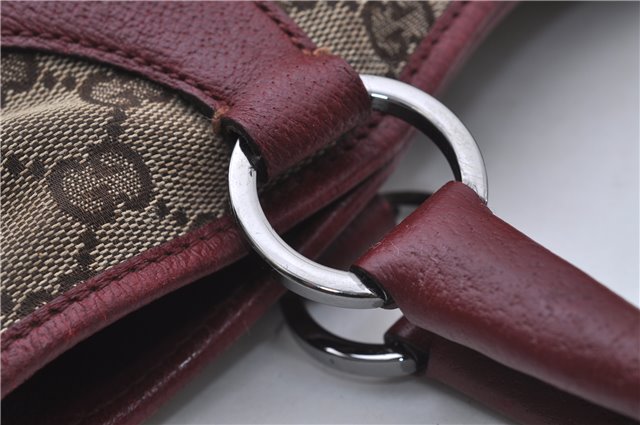 Authentic GUCCI Shoulder Tote Bag GG Canvas Leather 113015 Brown Bordeaux 6784D