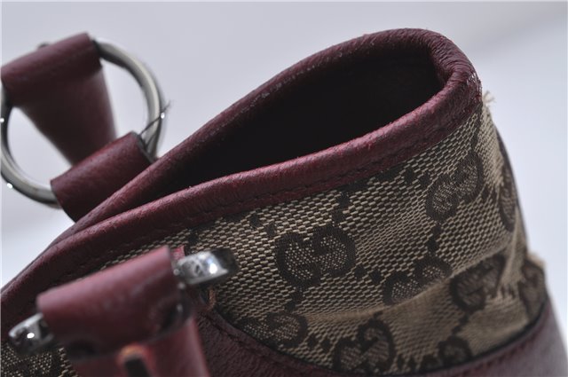 Authentic GUCCI Shoulder Tote Bag GG Canvas Leather 113015 Brown Bordeaux 6784D