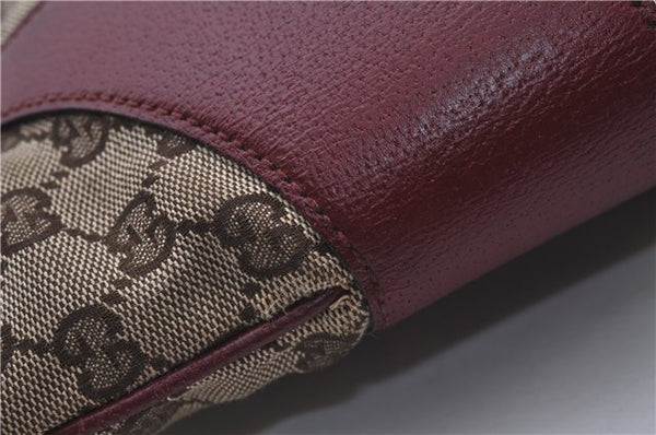 Authentic GUCCI Shoulder Tote Bag GG Canvas Leather 113015 Brown Bordeaux 6784D