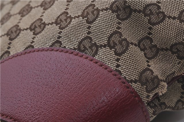 Authentic GUCCI Shoulder Tote Bag GG Canvas Leather 113015 Brown Bordeaux 6784D