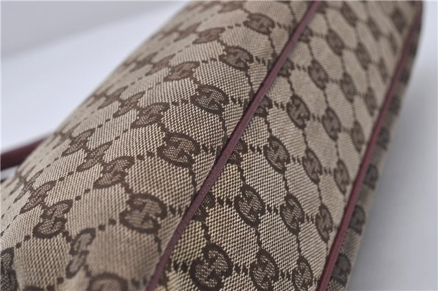 Authentic GUCCI Shoulder Tote Bag GG Canvas Leather 113015 Brown Bordeaux 6784D