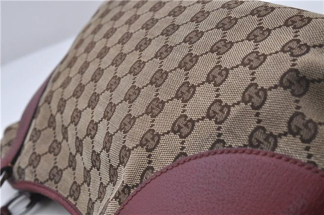 Authentic GUCCI Shoulder Tote Bag GG Canvas Leather 113015 Brown Bordeaux 6784D
